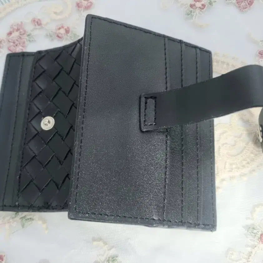 [BUNJANG] Black Woven Card Wallet / 블랙 위빙 카드지갑 똑딱이형(새상품)