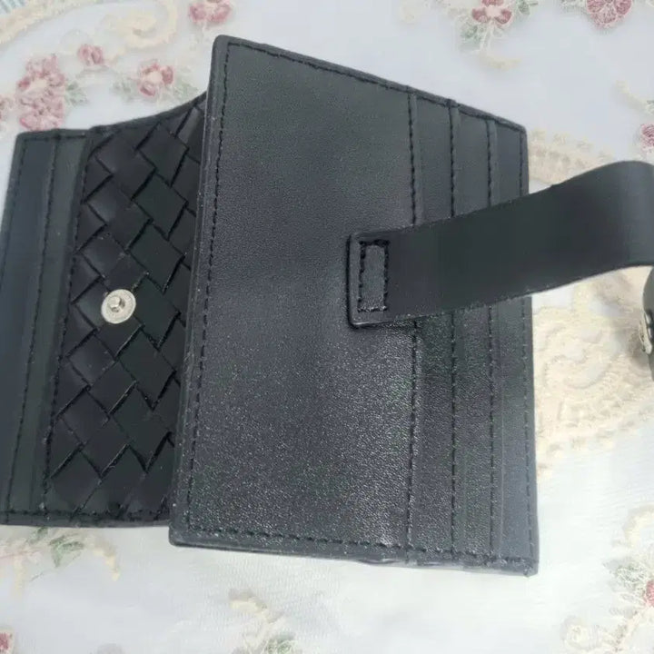 [BUNJANG] Black Woven Card Wallet / 블랙 위빙 카드지갑 똑딱이형(새상품)