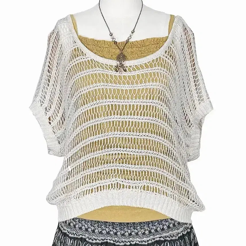 [BUNJANG] Vintage Japanese Open Knit Loose Fit Sweater / 일본빈티지 그물니트 루즈 오버핏가오리 니트 모리걸하구미룩갸루y2k히피