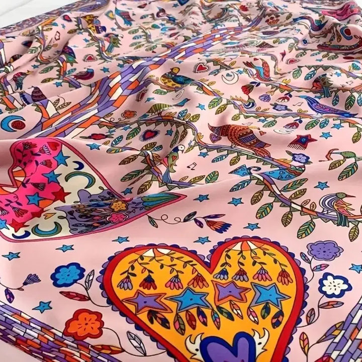 [BUNJANG] Patterned Pink Silk Scarf / 패턴 스카프(새상품)