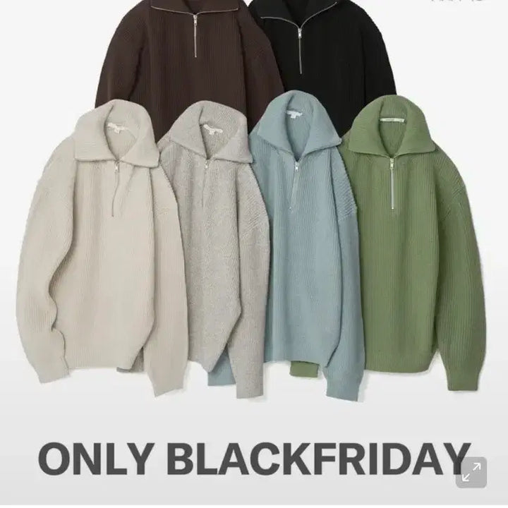 [BUNJANG] Cotton Washable Half Zip-up Knit L / 코튼 워셔블 하찌 하프집업 니트 블랙 L