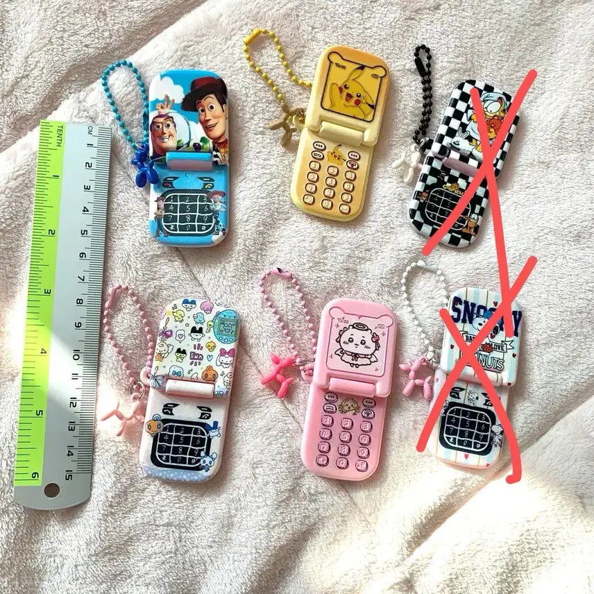 [BUNJANG] Character Acrylic Phone Design Keychain / 캐릭터 아크릴 핸드폰 디자인 군번줄키링