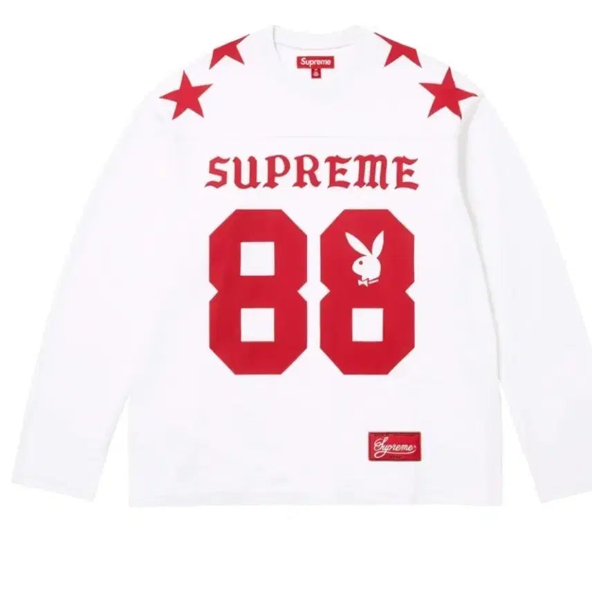 [BUNJANG] Supreme Playboy Long Sleeve Football Top White / 슈프림 x 플레이보이 롱슬리브 풋볼 탑 화이트