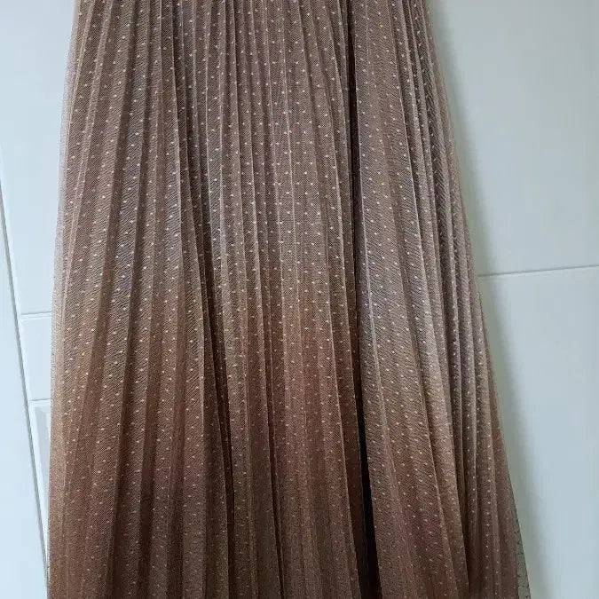[BUNJANG] Brown Dot Tulle Long Skirt / 브라운 도트 튤 스커트 롱스커트55,새거