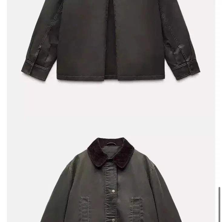 [BUNJANG] ZARA Corduroy Collar Wax Jacket / ZARA 코듀로이 카라 왁스 자켓
