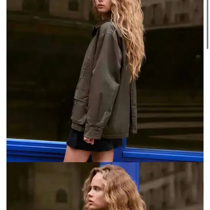 [BUNJANG] ZARA Corduroy Collar Wax Jacket / ZARA 코듀로이 카라 왁스 자켓