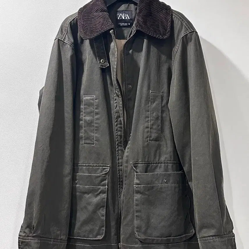 [BUNJANG] ZARA Corduroy Collar Wax Jacket / ZARA 코듀로이 카라 왁스 자켓