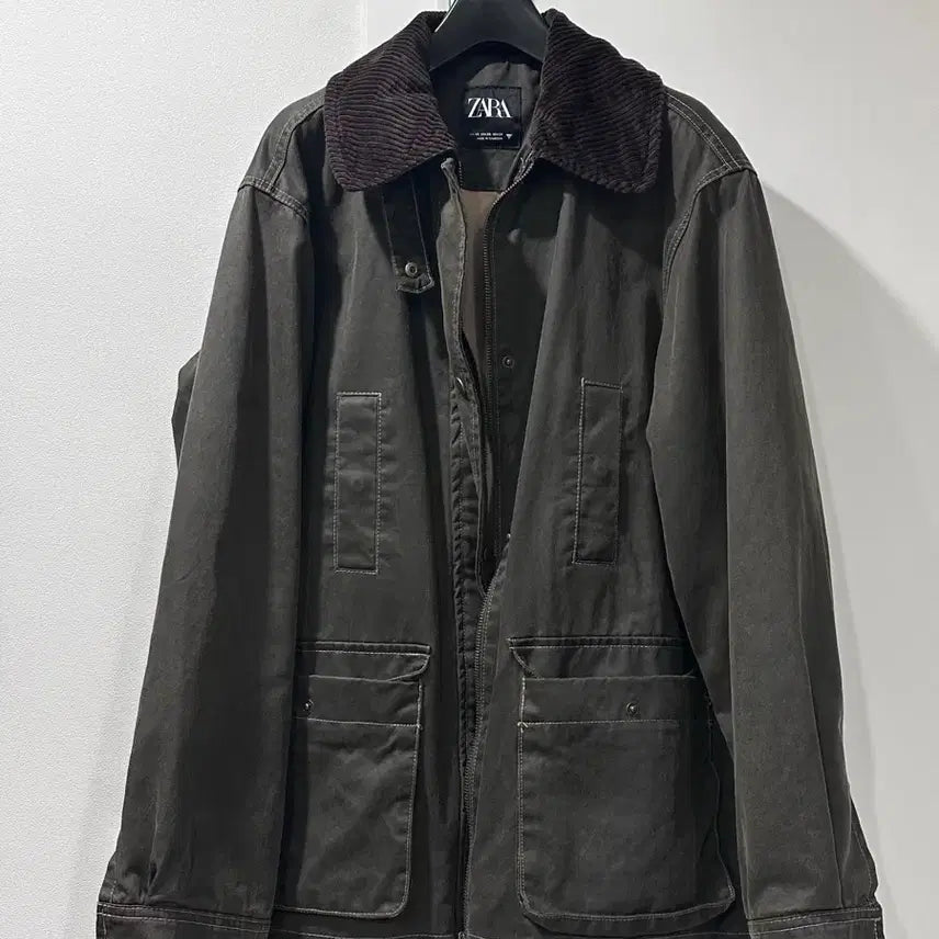 [BUNJANG] ZARA Corduroy Collar Wax Jacket / ZARA 코듀로이 카라 왁스 자켓