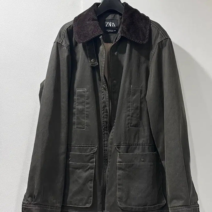 [BUNJANG] ZARA Corduroy Collar Wax Jacket / ZARA 코듀로이 카라 왁스 자켓