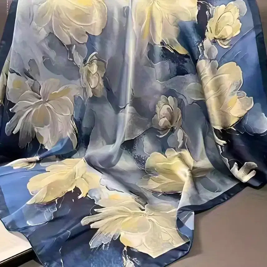 [BUNJANG] Blue Flower Pattern Scarf / 블루 플라워 패턴 스카프(새상품)