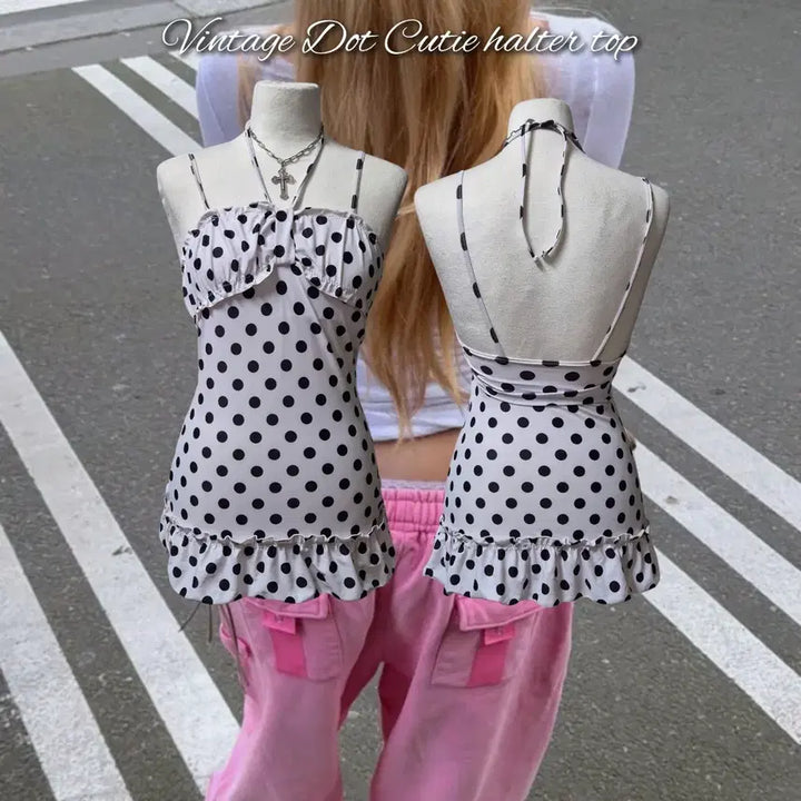 [BUNJANG] Vintage Dot Cutie Halter Top / Vintage Dot Cutie halter top