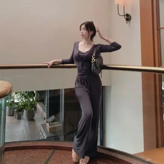 [BUNJANG] Roselin Wave Drape Tank Top and Pants Set / 교신 로젤린 웨이비 드레이프 나시 바지 셋업 (하객룩 피로연 미시룩