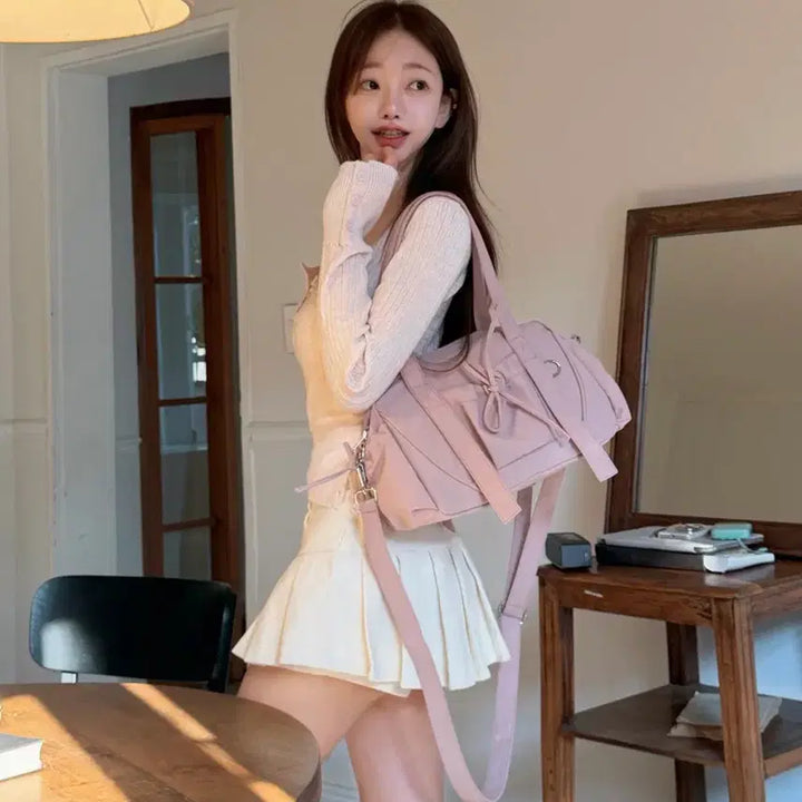 [BUNJANG] KindaMimi 3-Way Ballerina Ribbon Bag Pink / 카인다미 3WAY 발레리나 리본백 핑크