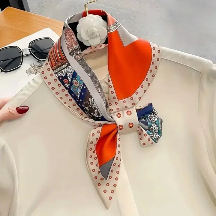[BUNJANG] Orange Patterned Scarf / 상콤한 오렌지색 패턴 스카프 (새상품)