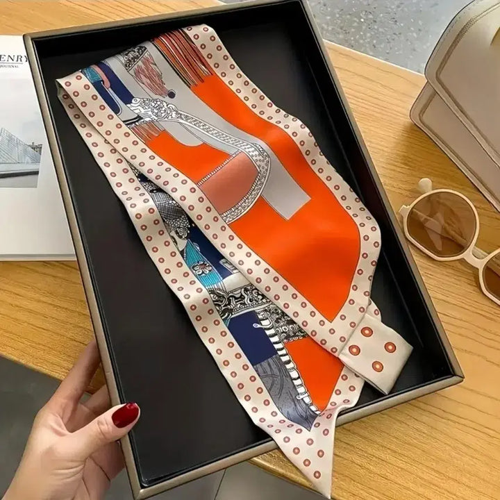 [BUNJANG] Orange Patterned Scarf / 상콤한 오렌지색 패턴 스카프 (새상품)