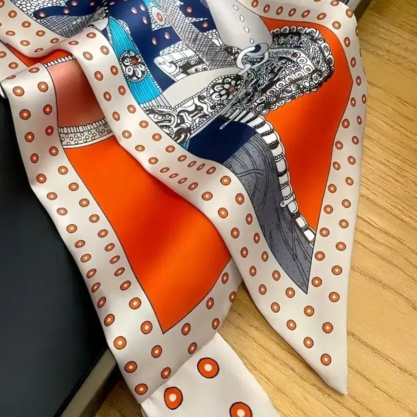 [BUNJANG] Orange Patterned Scarf / 상콤한 오렌지색 패턴 스카프 (새상품)
