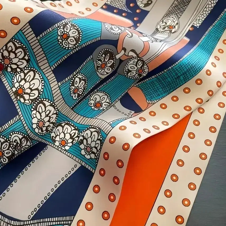 [BUNJANG] Orange Patterned Scarf / 상콤한 오렌지색 패턴 스카프 (새상품)