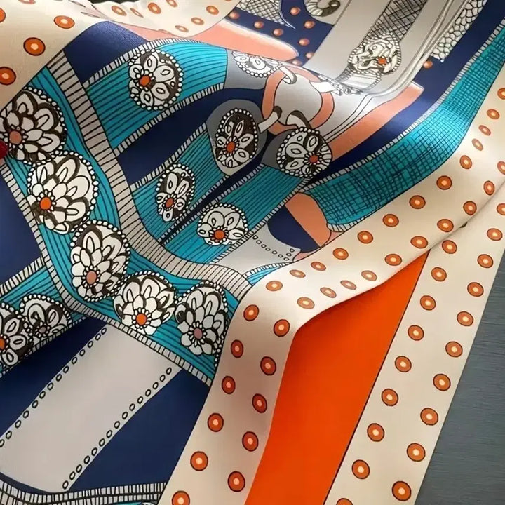 [BUNJANG] Orange Patterned Scarf / 상콤한 오렌지색 패턴 스카프 (새상품)