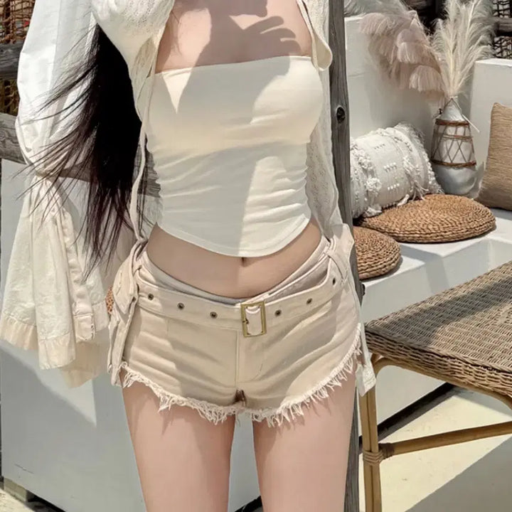 [BUNJANG] KINDAMIE Western Cargo Belt Short Pants / 카인다미 웨스턴카고벨트숏팬츠