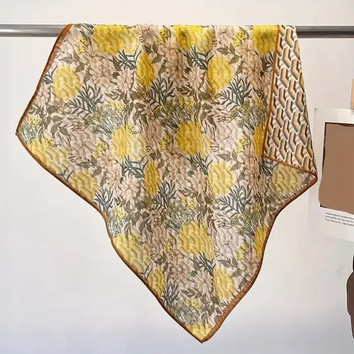 [BUNJANG] Two-Way Flower Pattern Scarf Yellow / 투웨이 플라워 패턴 스카프 옐로우(새상품)