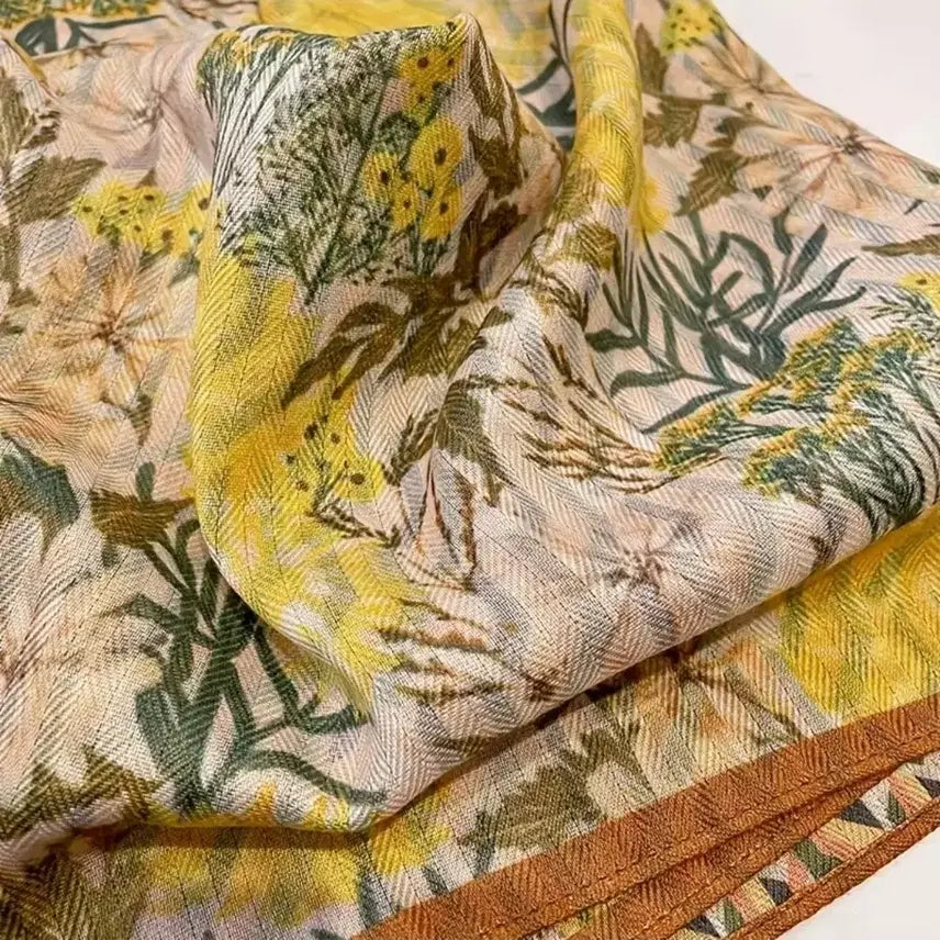 [BUNJANG] Two-Way Flower Pattern Scarf Yellow / 투웨이 플라워 패턴 스카프 옐로우(새상품)