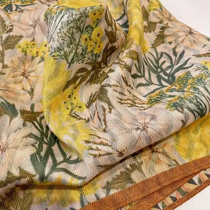 [BUNJANG] Two-Way Flower Pattern Scarf Yellow / 투웨이 플라워 패턴 스카프 옐로우(새상품)