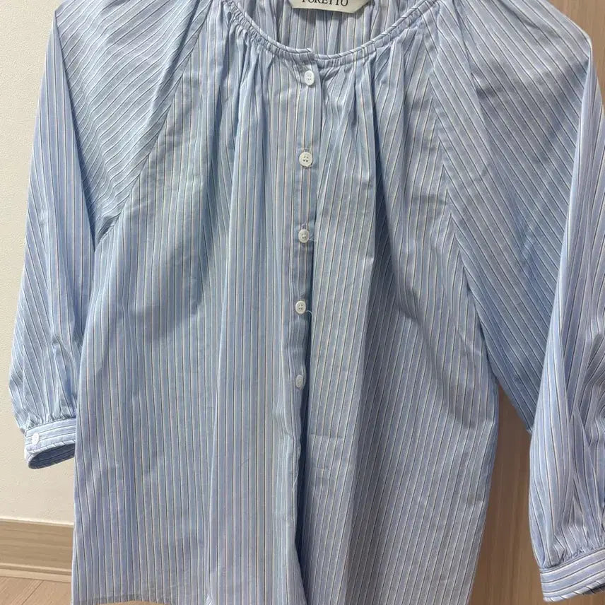 [BUNJANG] Foresto Shirring Blouse Blue Stripe / 포레토 셔링블라우스 블루스트라이프