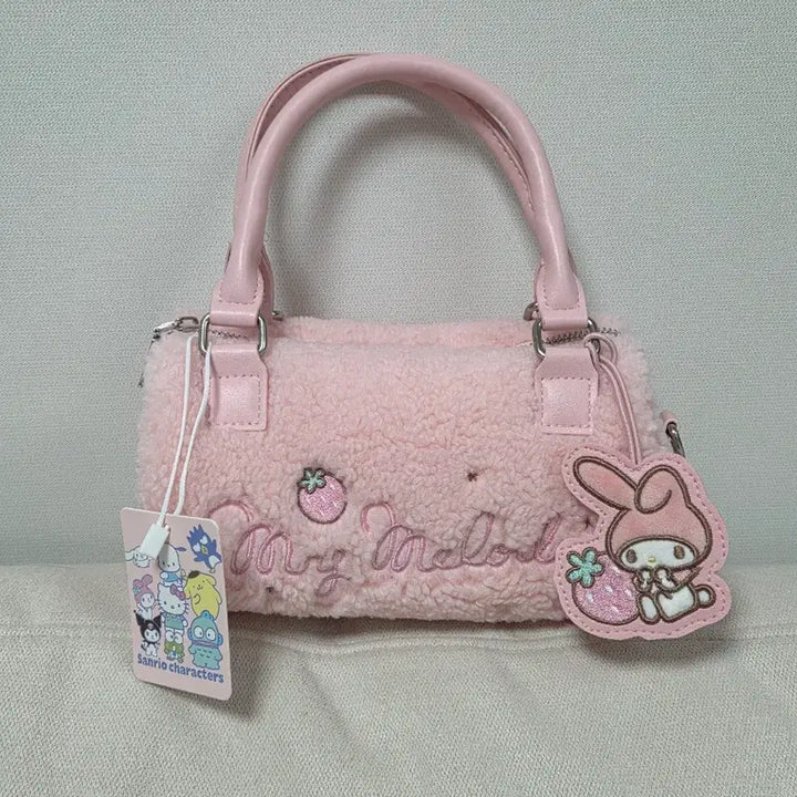 [BUNJANG] Sanrio My Melody Pompom Bag &amp; Dog Keyring Set / 산리오 마이멜로디 뽀글이 가방 키링 인형 세트
