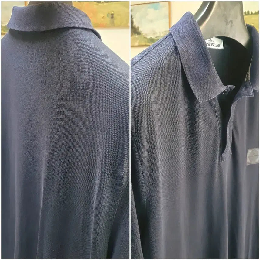 [BUNJANG] Stone Island Slim Fit Navy Polo Shirt / 스톤아일랜드 백화점 구매 정품 반팔 카라티셔츠 판매해요
