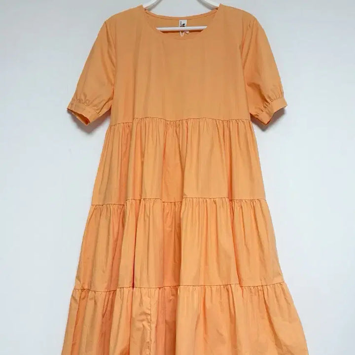 [BUNJANG] Peach Orange Ruffle Long Dress / 새상품)피치 오렌지 캉캉 롱 원피스