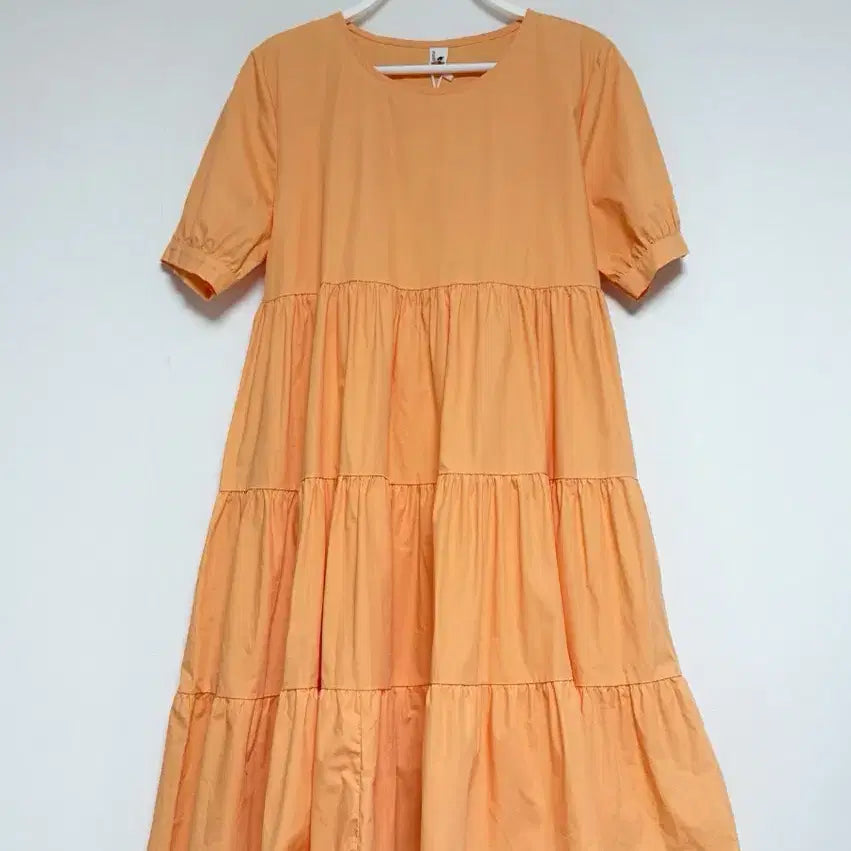 [BUNJANG] Peach Orange Ruffle Long Dress / 새상품)피치 오렌지 캉캉 롱 원피스