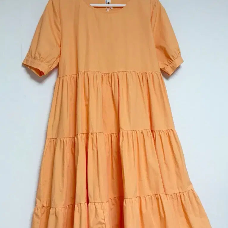 [BUNJANG] Peach Orange Ruffle Long Dress / 새상품)피치 오렌지 캉캉 롱 원피스