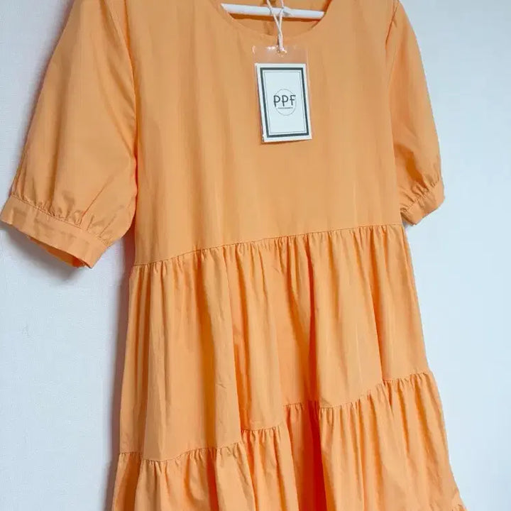 [BUNJANG] Peach Orange Ruffle Long Dress / 새상품)피치 오렌지 캉캉 롱 원피스