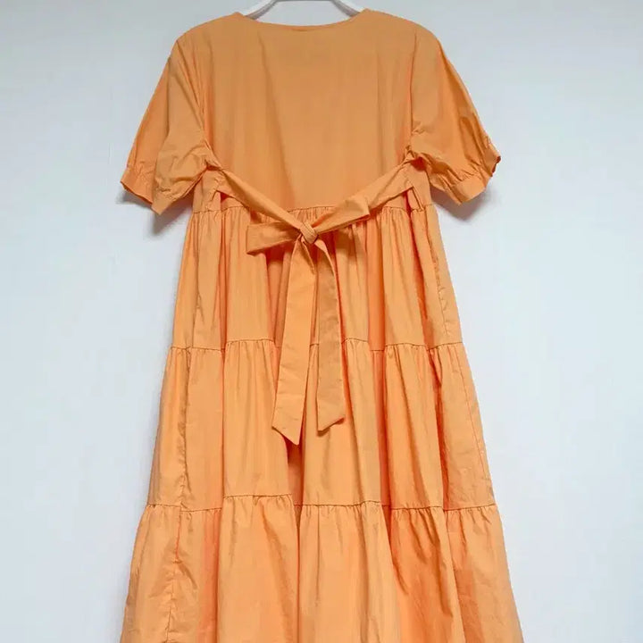 [BUNJANG] Peach Orange Ruffle Long Dress / 새상품)피치 오렌지 캉캉 롱 원피스