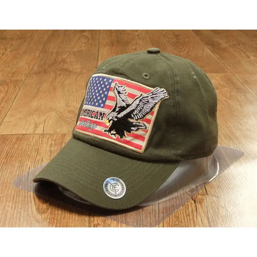 [BUNJANG] American Eagle Flag Khaki Baseball Cap / 아메리칸 독수리 성조기 카키색 야구모자 볼캡 CEY-17
