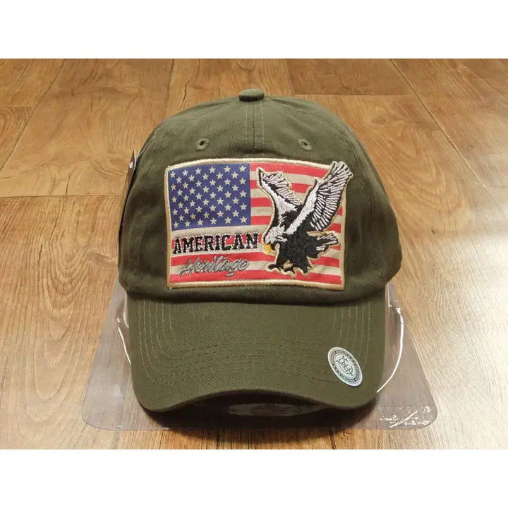 [BUNJANG] American Eagle Flag Khaki Baseball Cap / 아메리칸 독수리 성조기 카키색 야구모자 볼캡 CEY-17