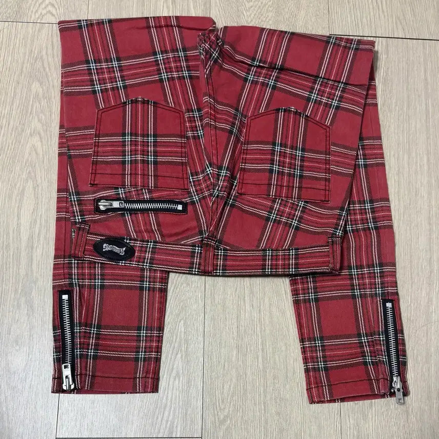 [SOLD OUT] 90s~00s 일본 RNA 펑크 본디지 스키니 타탄 체크 팬츠 M사이즈
