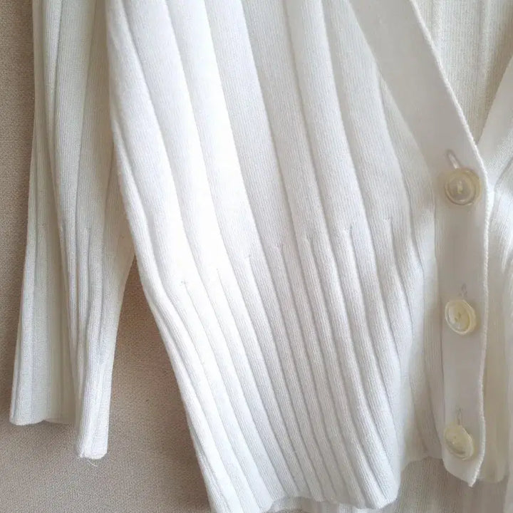 [BUNJANG] System White Knit Cardigan / 한섬 시스템 화이트 니트 가디건 7부