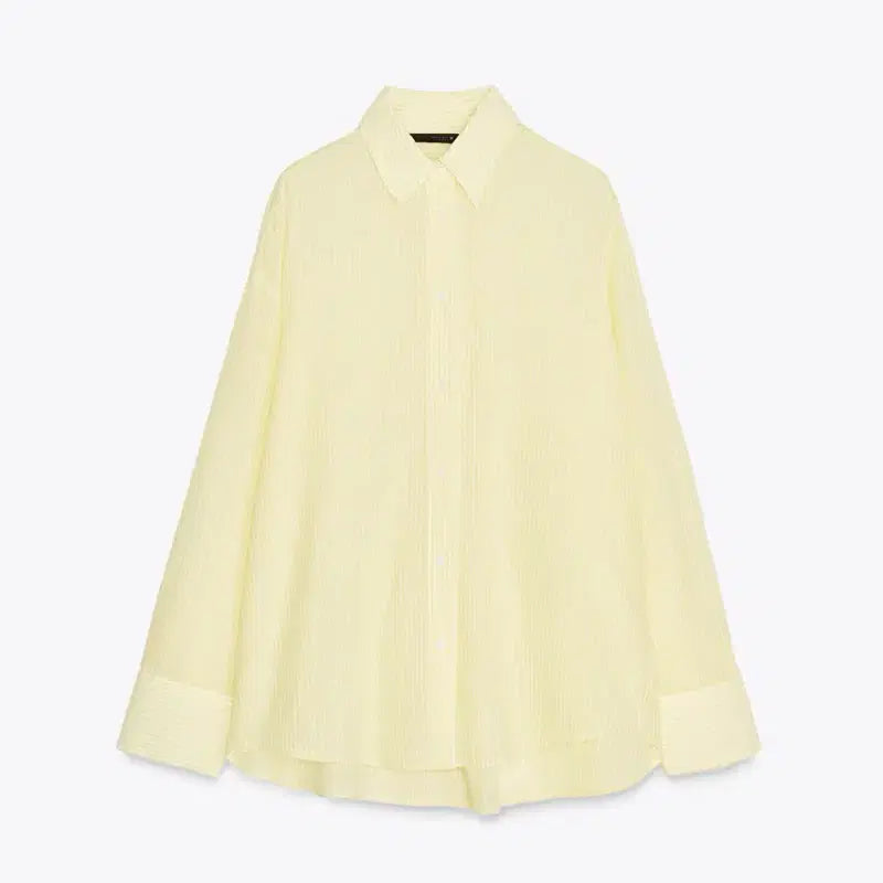 [BUNJANG] ZARA Oversized Cotton Striped Shirt / ZARA 자라 오버사이즈 코튼 스트라이프 셔츠