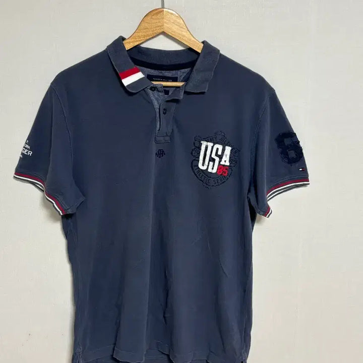 [SOLD OUT] 타미힐피거 USA 슬림핏 XL 네이비 반팔 카라티
