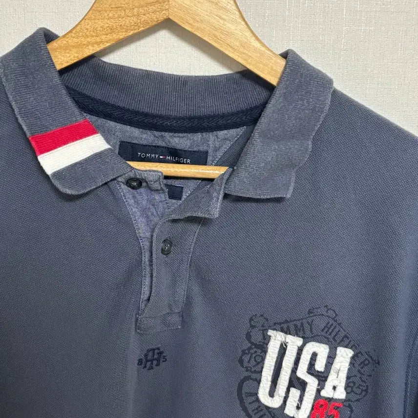 [SOLD OUT] 타미힐피거 USA 슬림핏 XL 네이비 반팔 카라티