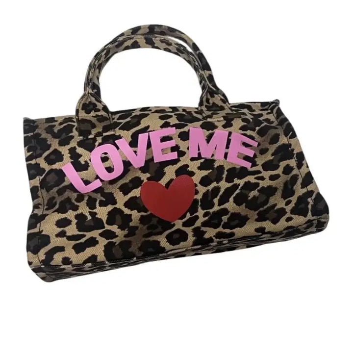[BUNJANG] Love Me Leopard Print Tote Bag / 택포) 러브미 레오파드 호피 가방 토트백