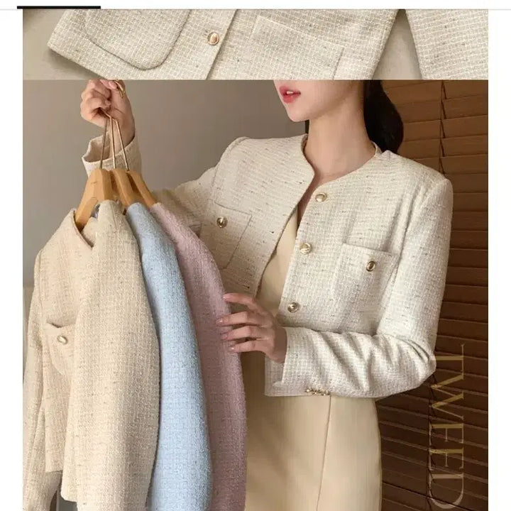 [BUNJANG] Attirance Tweed Jacket (Pink) / 아뜨랑스 트위드 자켓 새제품