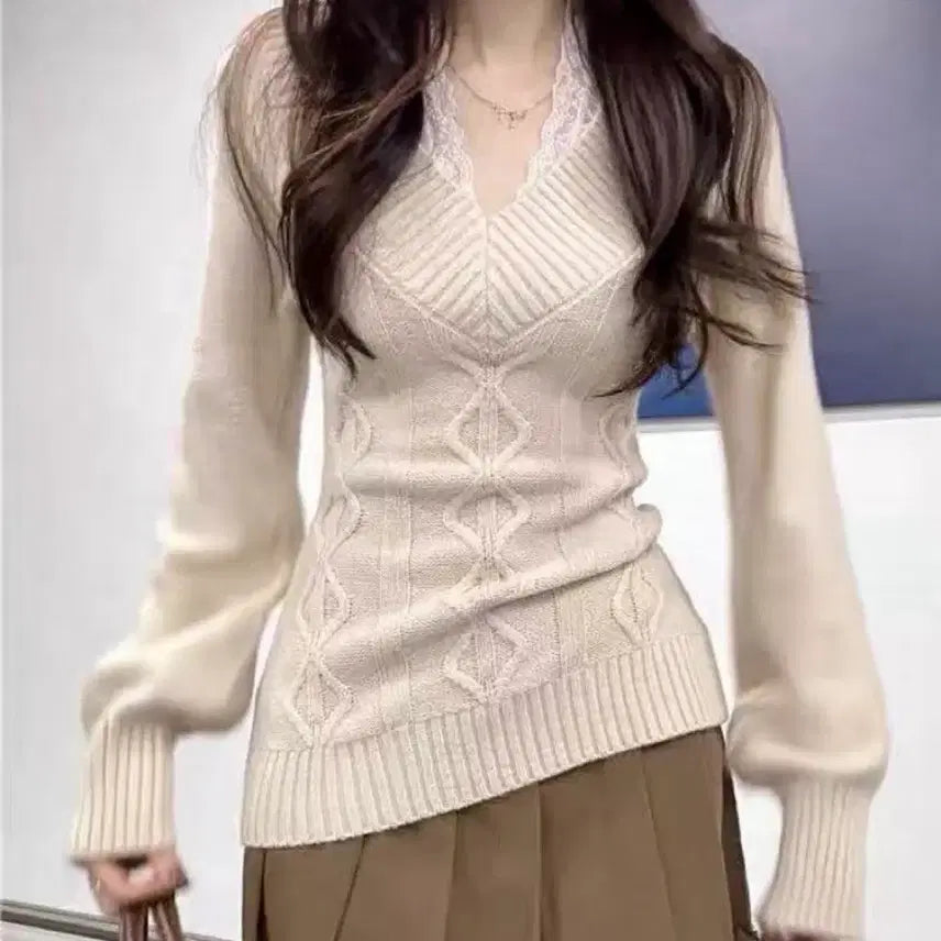 [BUNJANG] Blackup We We Me You Slim V-neck Knit Sweater / 블랙업 위위미유 st케이블 슬림 브이넥니트