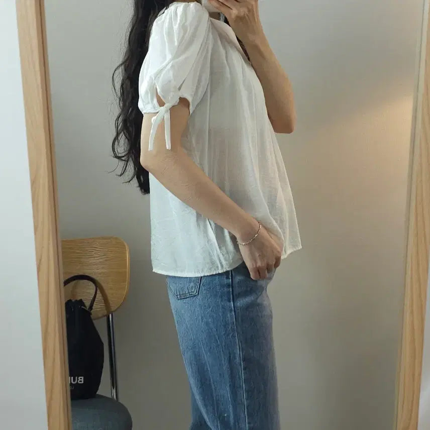 [BUNJANG] Bommix M.Moore Linen Blouse / (F)봄빅스엠무어 여성 반팔 린넨 블라우스 셔링 K4W2854