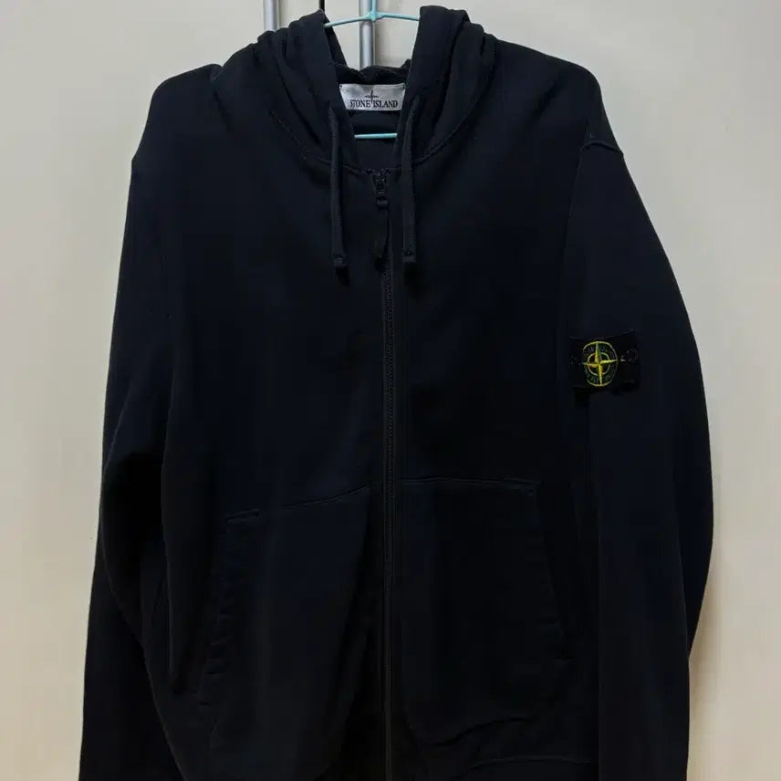 [BUNJANG] Stone Island Hooded Zip-Up Black / [XL] 스톤아일랜드 후드집업 블랙