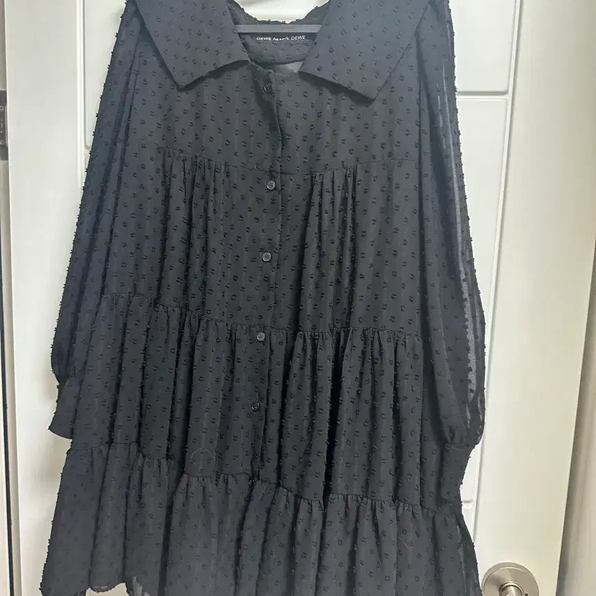 [BUNJANG] Dew E Dew E Sheer Ruffle Mini Dress / 듀이듀이 원피스 캉캉 쉬폰 원피스 블랙 원피스