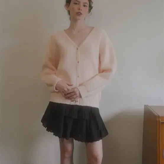 [BUNJANG] Without Summer We Are Some Flutter V-Neck Cardigan Baby Pink / 새상품) 위드아웃썸머 위아썸 플러터 브이넥 가디건 베이비 핑크