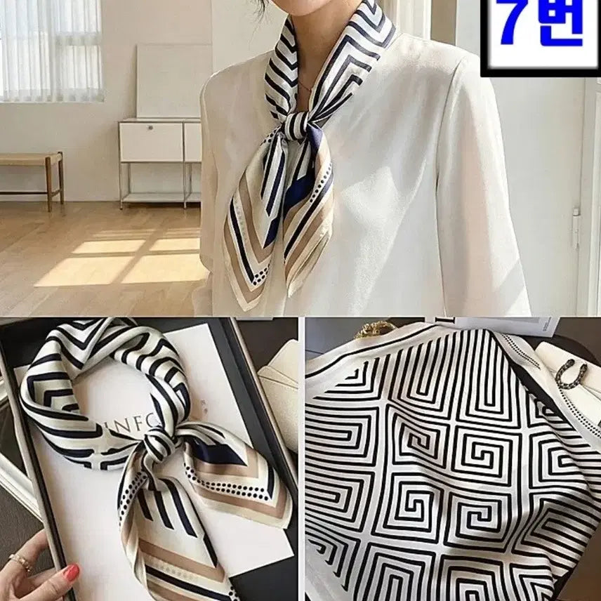 [BUNJANG] Patterned Silk Scarf Bandana Hair Accessory / 패턴 스카프 반다나 헤어 악세사리