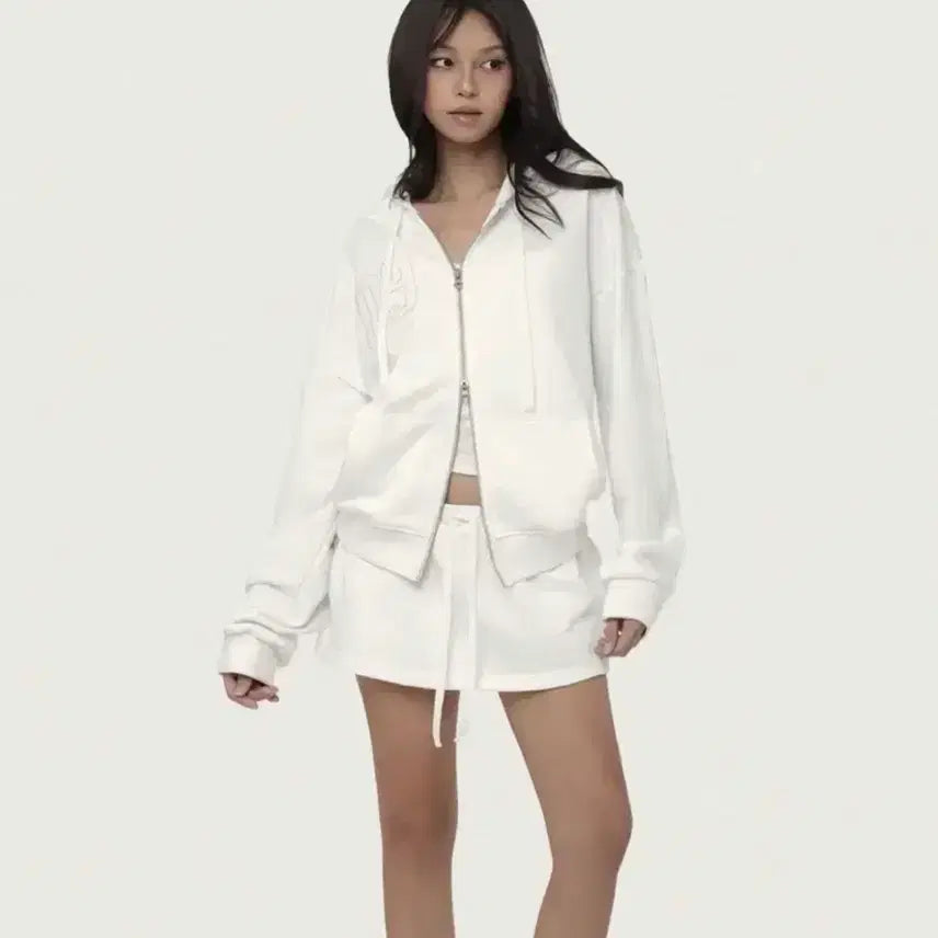 [BUNJANG] Clicheria 09 Training Hooded Zip-up Jacket White / 클리시어 09 트레이닝 후드 집업 화이트 기모x